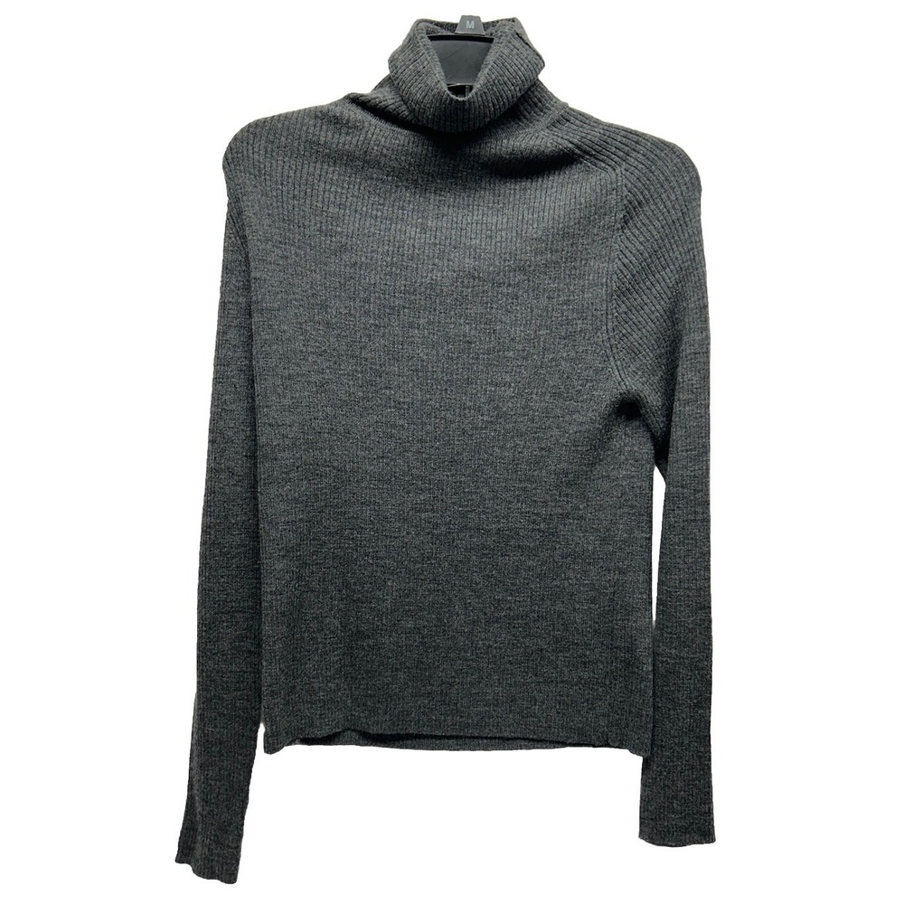 J. Peterman Womens Size S Gray Long Sleeve Merino Wool Turtleneck Sweater (S6)